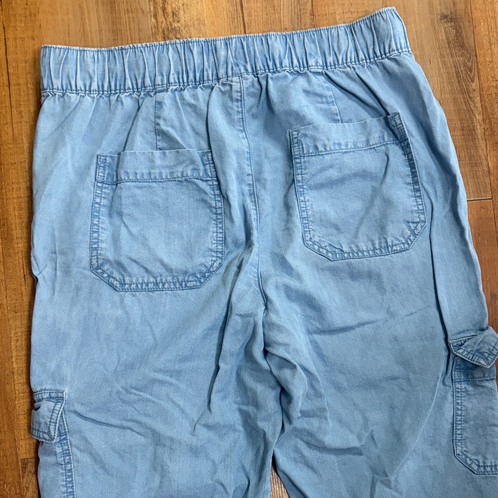 Gap blue chambray denim pull on cargo pants size small - Picture 6 of 7